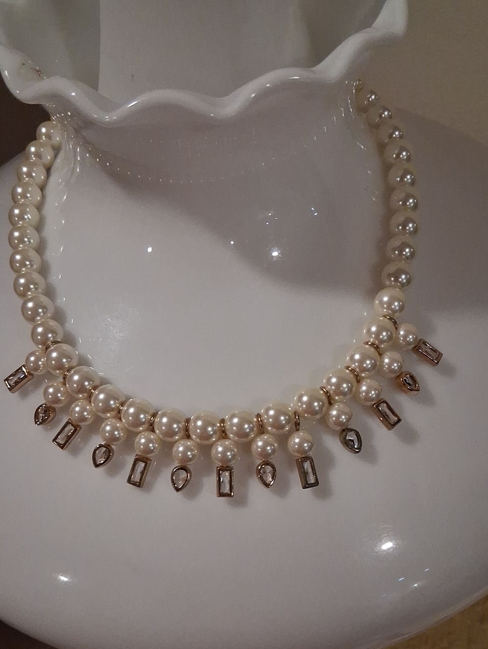 Classic Pearl Necklace with Gold Accents